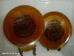 Pair (2) High Gloss Painted 9 Wooden Plates  