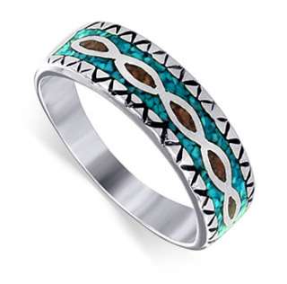 925 Sterling Silver Turquoise Coral Ring 8mm Band Ring  