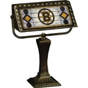 BOSTON BRUINS Team Logo Art Glass BANKERS LAMP (13 1/4 Tall x 10 1/4 