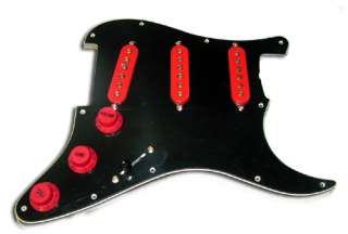 Brand New Dragonfire Black/ White/ Black Pre Wired Pickguard with Red 