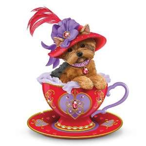  Yorkie Teacup Figurine Infused With Red Hot Personali tea 