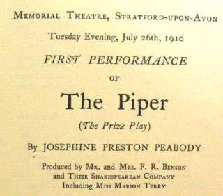THE PIPER 1911 Josephine Preston Peabody 4 Act Play  