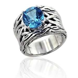   Blue Lagoon Blue Topaz Ring in Sterling Silver, 5.70 TCW. Jewelry