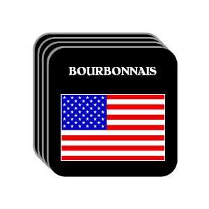 US Flag   Bourbonnais, Illinois (IL) Set of 4 Mini Mousepad Coasters