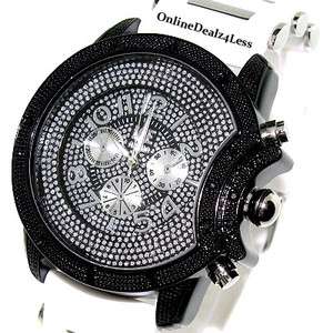 ICED OUT MENS WHITE/BLACK ICE NATION HIP HOP BLING SILICONE WATCH 