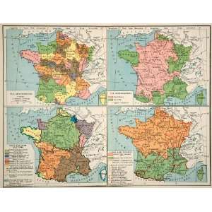 1929 Lithograph Color Map France Salt Tax Court Intendancy 