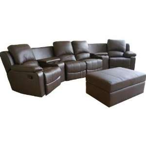  Tavis Leather Curved 7 pcs Home Theater Sectional In 