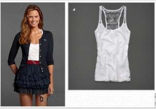 Colors Abercrombie & Fitch Women Alexa Lace Tank Top White Pink Navy 