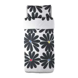   TWIN SINGLe Quilt Duvet Cover Set Black White Modern Floral Hedda Blom