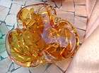 BLOWN GLASS ART VASE COLOR AMBER & CLEAR GLASS