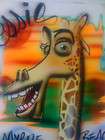 airbrushed cartoon giraffe hippo elephant madagascar cool new t shirt