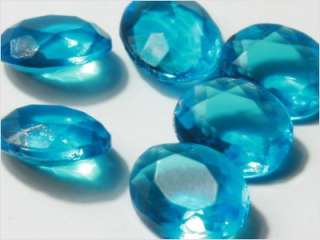 CZECH VTG JEWEL BLUE OVAL GLASS STONE FACETED 10 mm (6)  