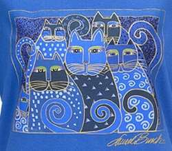 LAUREL BURCH T Shirt Indigo Cats Blue NWT  