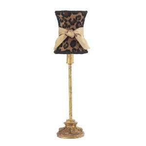   Small Leaf Scroll Lamp with Leopard Hourglass Shade