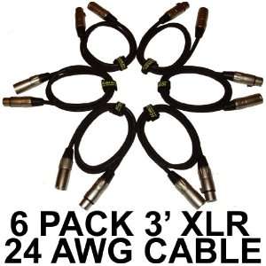 Patch Cable Cords   XLR Male To XLR Female Black Cables   3 Balanced 