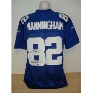 Mario Manningham Autographed Uniform   Go Big Blue JSA   Autographed 