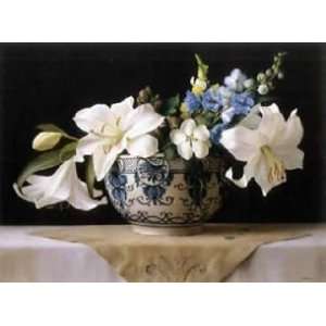  Ken Marlow 28W by 21H  Lilies In Delft CANVAS Edge #6 