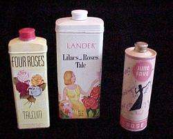 Vintage Rose Theme Talc Powder Tins Includes American and Lander 