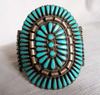 NATIVE AMERICAN STERLING SILVER AND TURQUOISE CUFF BRACELET