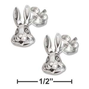   STERLING SILVER MINI ROUNDED BUNNY EARRINGS ON POSTS 