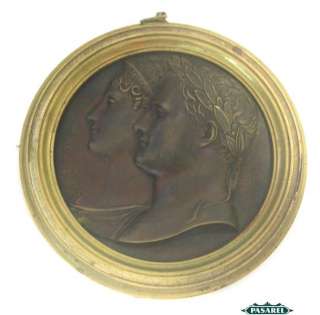 Napoleon Bonaparte & Josephine de Beauharnais Bronze Medal Medallion 