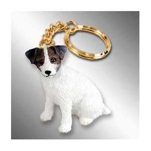  Jack Russell Terrier Dog Keychain   Roughcoat   Brown & Wh 
