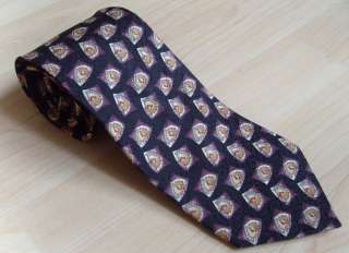 New Mens CHAPS RALPH LAUREN Geometric Silk Tie Black w/ Purple Gold 