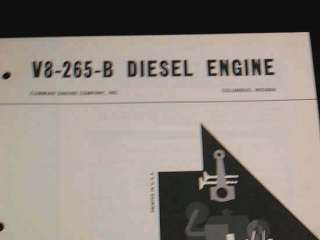 This item is a CUMMINS PARTS BOOK for the Model V8 265 B Truck Engine 