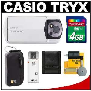  Casio Exilim TRYX Compact Digital Camera (White) with 4GB 