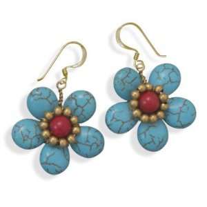  Howlite Flower Fashion Earrings Jewelry