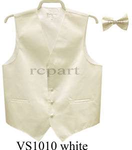 NEW Poly Tuxedo Vest White & matching bowtie size M  