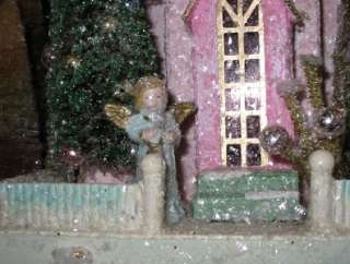 Vintage Syle Cody Foster Christmas Pink Church with Angel  