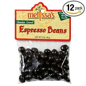 Melissas Dried Espresso Beans, Chocolate Covered, 3 Ounce Bags (Pack 
