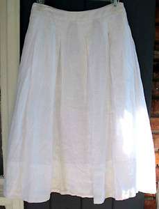 Talbots 100% LINEN Stitched Box Pleat Full Skirt White Khaki Black 