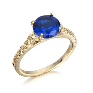 SYNTHETIC SAPPHIRE RING WITH WHITE CZ SHANK