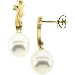  18K Yellow South Sea Cultured Pearl Earring Pair 11.00mm 