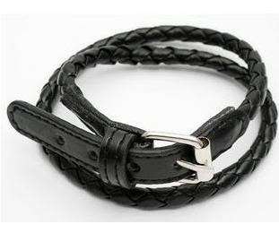 Korean Fashion Black Leather Wrapbelt Bracelet Hot Z436  
