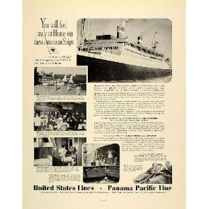 1937 Ad Steamship Cruise Liner Travel Vacation American 