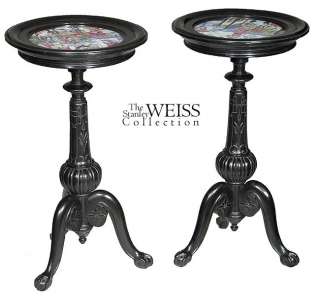 SWC Two Ebonized Stands w/ Rose Medallion Insets, 1890  