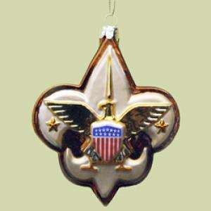 GLASS BOY SCOUT EAGLE LOGO CHRISTMAS HANGING ORNAMENT  