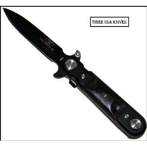  7 Overall Stiletto Style Spring Assist Knife W/ Wood 