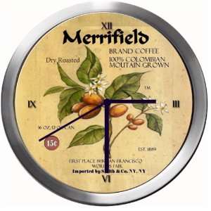  MERRIFIELD 14 Inch Coffee Metal Clock Quartz Movement 