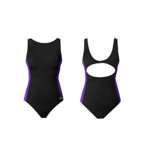   Sports Back Swim Suit Color Side Stripes