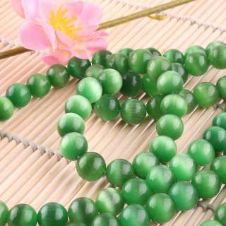 10MM Green Cats Eye Gems Round Loose Beads jlk17  