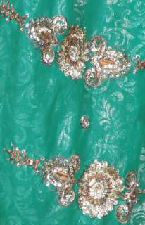 NW Emerald Green Georgette Sequin Embroidery Sari Saree  