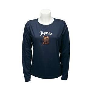 Detroit Tigers Womens Screen Crystal Combo Missy Long Sleeve T Shirt 