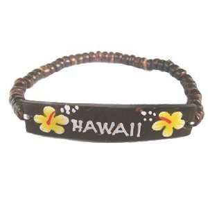  Hawaiian Jewelry Coconut Hawaii Bracelet   Yellow Flowers 