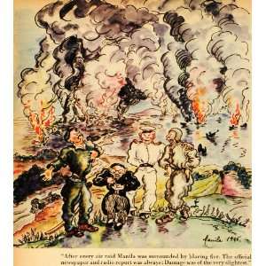  1945 Print Manila Philippines Japanese Occupation Burn 