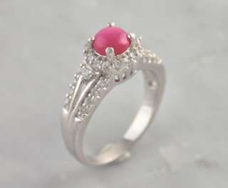 Sterling Silver Pink Star Sapphire CZ Brilliant Ring  