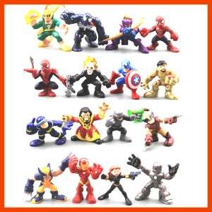 16 PCS Marvel Super Hero Squad X Men Captain America Spider Man Iron 
